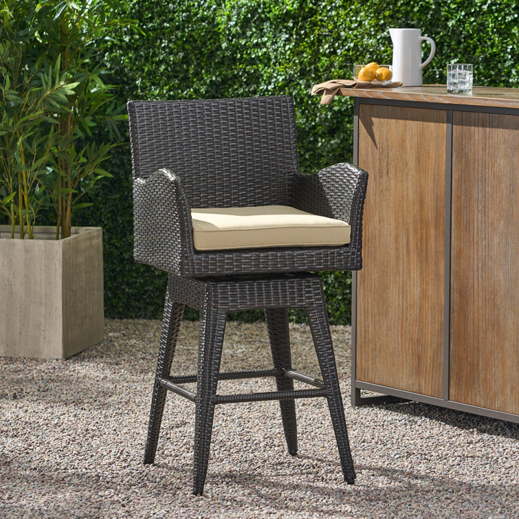 Wicker outdoor bar stools with online backs